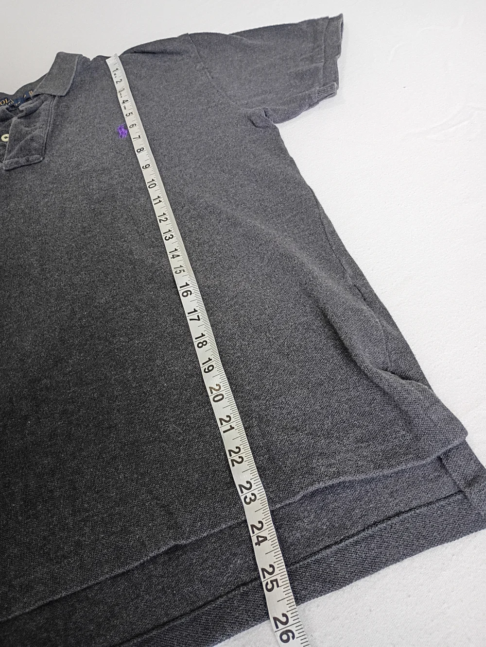 Polo by Ralph Lauren 100% Cotton Charcoal Polo with Purple Pony Size M